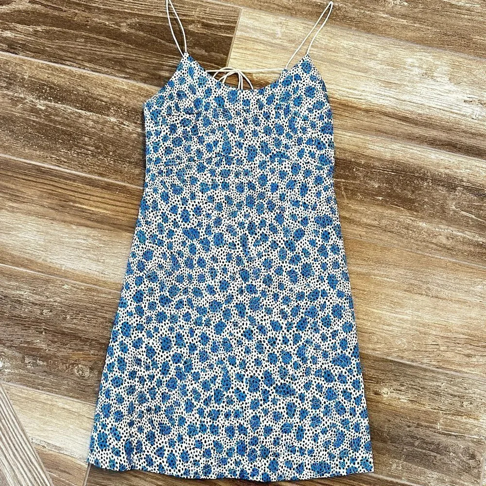 Opening Ceremony Blue Leopard Print Dress with Delicate Ties in Size 2 - NWT